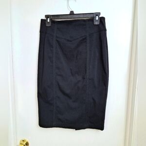 XOXO Black Stretch Pencil Skirt Casual Office Formal Zip Closure w Slit Sz 9/10
